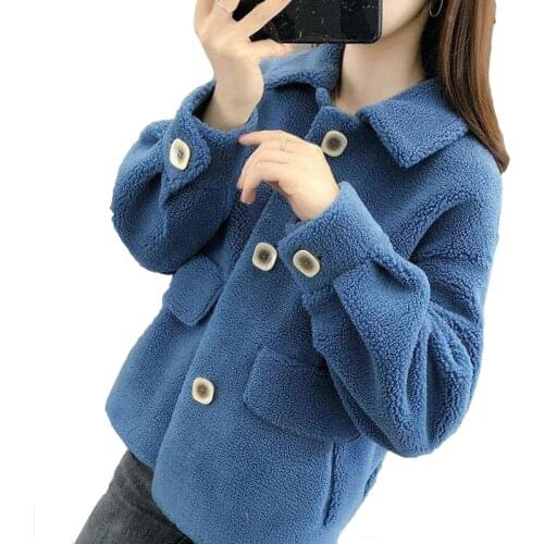 Fall/winter jacket female particle imitation sheep shear overcoat imitation lamb fur fur one plus size short parka coat woman