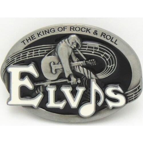 Oval western buckle ELVS music metal silver 4.0 width of the belt buckle is suitable for both men and women clothing accessories