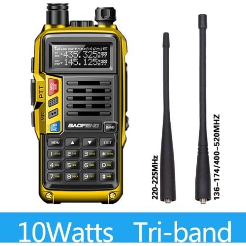 BaoFeng UV-S9 Plus Tri-Band 10W 2Pcs Antenna VHF UHF 136-174Mhz/220-225Mhz/400-520Mhz 10km Long Range Portable Walkie Talkie