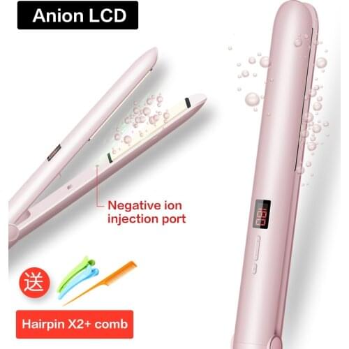 Professional Hair Straightener Tourmaline Curling Iron Comb Hair Straightener Heating LED Display Mini Professional Comb Tool