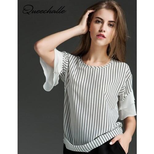Блузки в полоску QUEECHALLE China At AliExpress