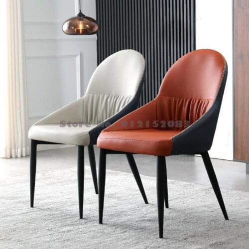 Nordic home backrest restaurant dining chair makeup backrest manicure stool mahjong table and chair hotel negotiation leather