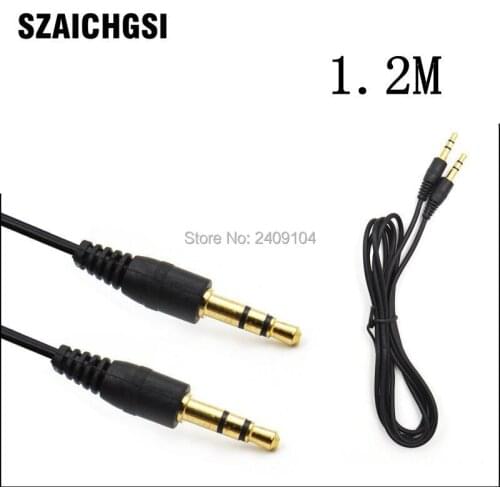 SZAICHGSI 3.5mm 120CM 1.2m Male to Male Audio Aux Plug 3-Ring Mini AV Cable black color wholesale 500pcs/lot