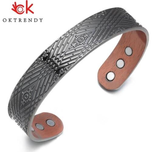OKtrendy Vintage Copper Bracelets for Women Men Energy Magnetic Bracelet Benefits Health Men Adjustable Cuff Bracelets Bangles