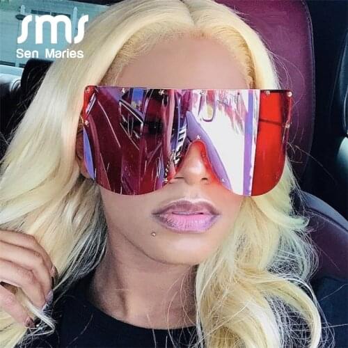 Sen Maries Oversized Sunglasses Women 2019 New Brand Vintage Alloy Mirror Big Stars Frames For Female Male Eyewear Shades UV400