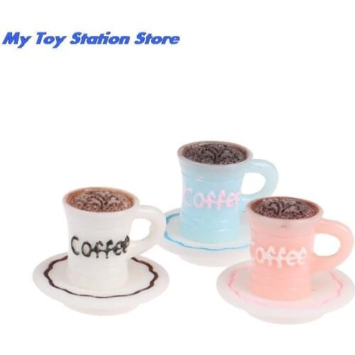 1/12 Dollhouse Miniature Mini Coffee Cups Plate Set Model Accessories Toys