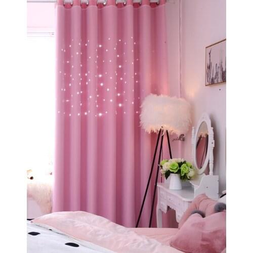 EMD KONI Solid Color Hollow Star Pattern High Shading Curtain with Metal Hole Ring Home Decoration Curtain Door Curtain 1PCS