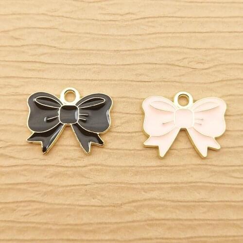 10pcs 14x17mm enamel bow bowknot charms for jewelry making earring pendant necklace charm bracelet charms diy finding