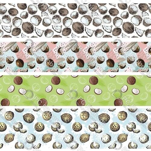 16-75MM Cartoon Coconut Printed Grosgrain Polyester Ribbon 50 Yards Gift Wrapping Diy Bows Wedding Drections Ribbons