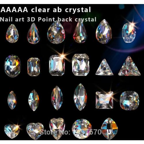 20pcs multi-shape shiny Crystal AB strass glass Rhinestone pointback stone Nail Art Decoration diy jewelry manicure accessories