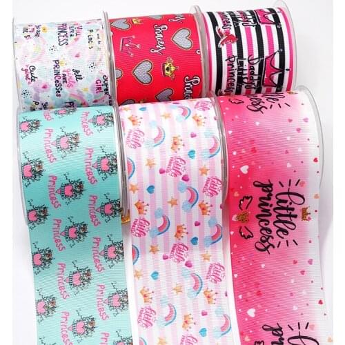 3 Inch Cartoon Little Princess Printed Grosgrain Bow Ribbon For Diy Crafts 48834