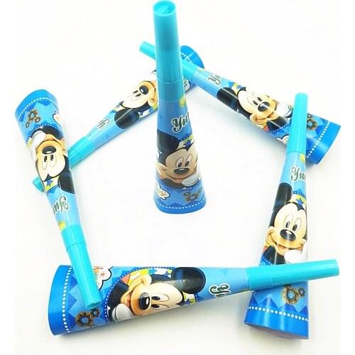 6pc/set Mickey Mouse Cartoon Party Supplies Baby Shower Party Decoration Theme Horn & Paper Trumpet Kids Birthday Party Supplies
