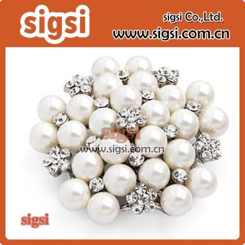 White High Quality Garment Accessories Rhinestone Crystal Brooch Wedding Bridal Dress Luxury Rhinestone Pearl Brooch