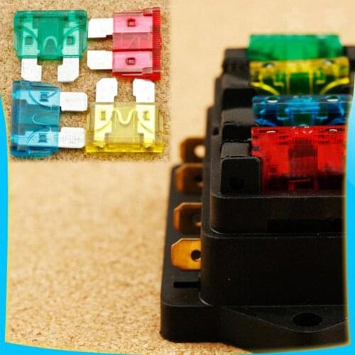 12V/24V 4 Way Car Auto Blade Fuse Box Holder Circuit Standard ATO +4X Fuse