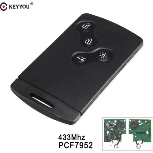 KEYYOU For Renault Megane Scenic Laguna Koleos Clio Car Key Card Fob 433MHZ PCF7952 Chip Remote Key Car Key