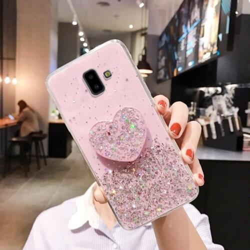 For Samsung A7 A6 A8 J4 J6 Plus J8 2018 Case Bling Glitter Phone Cover On Samsung A52 A72 A71 A41 A70 A50 A12 A21S Holder Cases