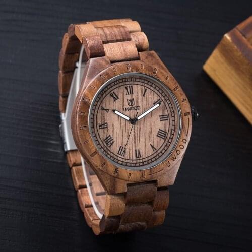 Uwood Wooden Watches Mens Watches Wood Bamboo Wrist Watch For Men Wrist Wood Strap Quartz Watches For Men Gift Relogio Masculino