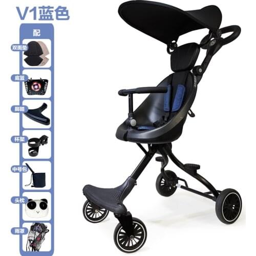 Baby Strollers V5B Baby Trolley Lightweight Folding Two-Way Childrens Four-Wheel High Landscape Stroller Baby Stroller Leather