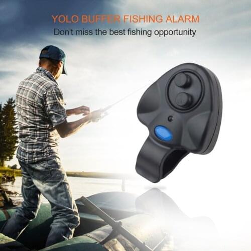 YOLO Fishing Electronic LED Light Fish Bite Sound Alarm Bell Clip On Fishing Rod Black Tackle with 3 x LR44 Button Battery