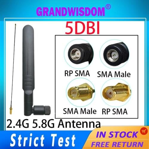 2.4GHz 5GHz 5.8Ghz Antenna 5dBi SMA Male Connector Dual Band wifi Antena + 21cm RP-SMA Male Pigtail Cable