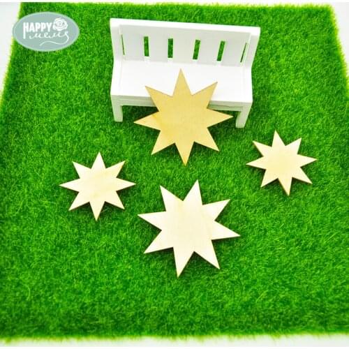 Happymems Wooden Stars 24pcs/lot Wood Shape DIY Crafts Embellishments Scrapbooking Wall-Stickers Home Decoration Crafts