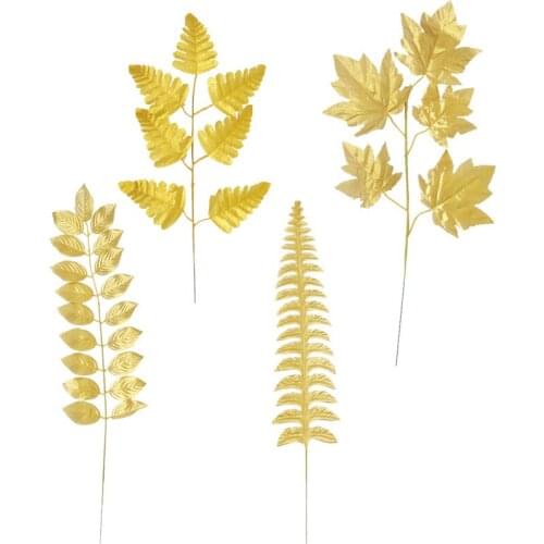 Artificial Plants Golden Leaves Eucalyptus Leaf Wedding Scene Layout Decoration Festival Flower Arrangement Turtle Back Leaves