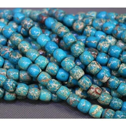 Kindgems Aqua Emperor Imperial Barrel Beads Gems Stone Beads Strand Diy For Jewelry Making Women Casket Neckalce Accessories