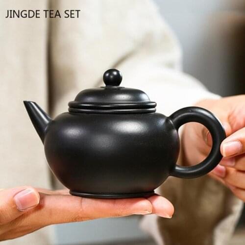 Chinese Yixing Boutique Tea Pot Handmade Purple Clay Teapot Raw Ore Black Mud Kettle Teaware Tie Guanyin Tea Ceremony Gift 230ml