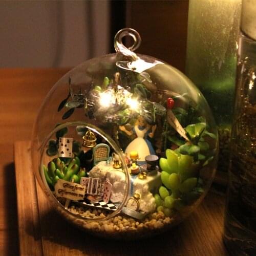 Diy Doll House Mini Glass Ball Dollhouses Model Miniaturas Casa De Bonec Handmade Wooden Miniature Dollhouse Toy Birthday Gift