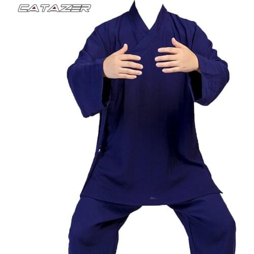 Summer Linen Shaolin Monk Uniform Martial Arts Tai Chi Suit Wushu Wing Chun Clothing Meditation Clothes Wudang Uniform