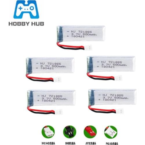 3.7V 500mAh lipo battery For Wltoys V930 V977 V988 E50S E50 T37 H37 H07 RC Helicopter Drone Spare Part 721855 Battery 5pcs