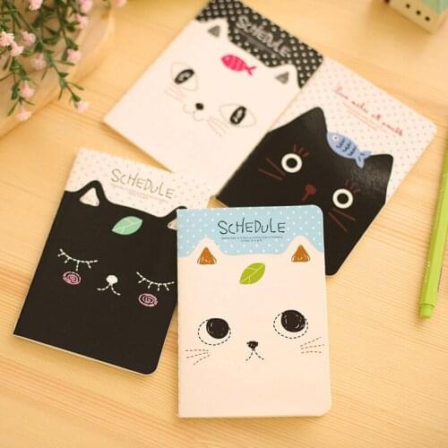 4pcs Kawaii Mini Diary Cute Cat Binding Notebook Portable Planner Memo Notepad Journal Stationery Office School Supplies H6627