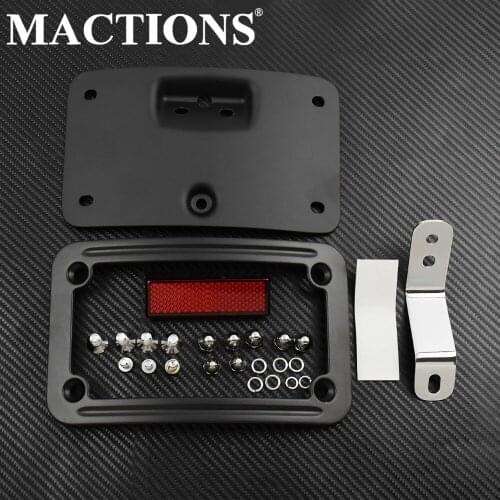 Motor License Plate Mounting Frame Black/Chrome For Harley Softail Heritage Springer Classic FLSTSC 05-07 Deluxe FLSTN 05-14