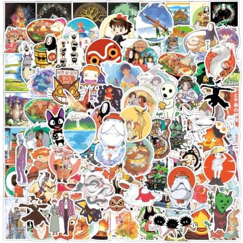 50/100pcs Cute VSCO Miyazaki Hayao Stickers Spirited Away Anime Graffiti Sticker Laptop Car Bike Motorcycle Suitcase Kids Toys