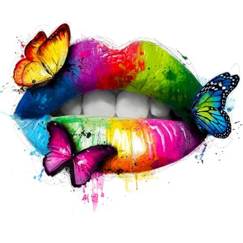 Mouth Butterfly Patch Iron On Transfer For Clothing Fashion Parent-Child Women Thermo Sticker On Clothes DIY Applique On T-Shirt