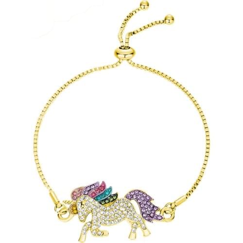 New Trendy Unicorn Rhinestone Charm Jewelry Chain Links Adjustable Bracelets For Women Fashion Jewelry Gifts 2020
