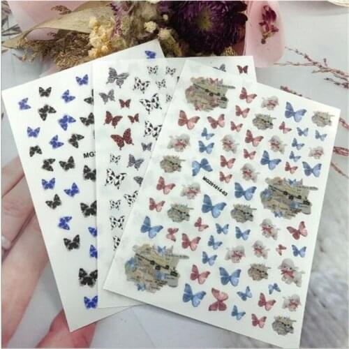 Fashion New Arrival Hot Selling 3d DIY Nail Stickers Butterfies Dry Nail Decals Manicure Nail Ornament Women Girls Hand Decors