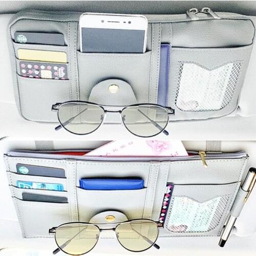 Car Styling Visor Organizer Auto Sun Visor Storage Pouch Car Organizer Sunglasses Holder Card Organizer Ticket Pocket Pen Holder