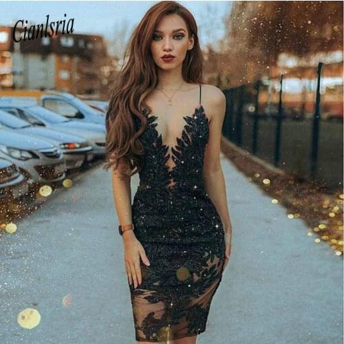 Mermaid Spaghetti Straps Cooktail Dresses Black Beaded Short Prom Dress with Lace Homecoming Dresses
