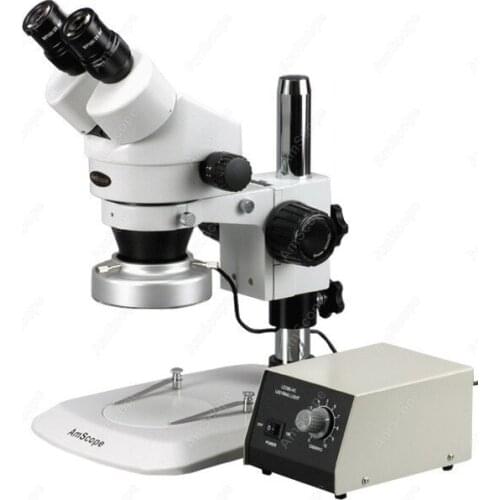 AmScope Supplies--Stereo Zoom Microscope 7X-45X Stereo Zoom Microscope with 80-LED Aluminum Ring Light