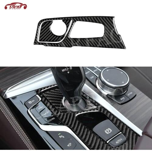 Carbon Fiber Car Gear Shift Panel Decorative Frame Cover Trim Sticker For BMW 5 Series G30 LHD Car Accessories