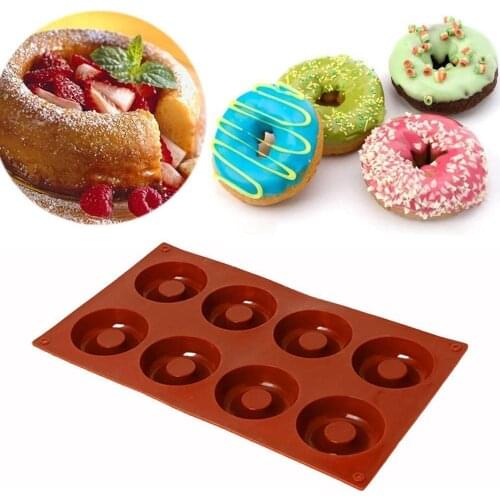 8 Holes Donuts Biscuits Chocolate Cake Silicone Mold Decorating Ice Cubes Soa Fondant Jelly Molds Mould Toos Baking Cookies N6U2