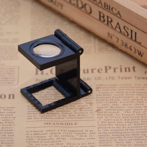 22mm Folding Lens Tester Magnifier Foldable Mini Pocket Magnifier Testing Fabric 8X Magnification Optical Lens Magnifying Glass