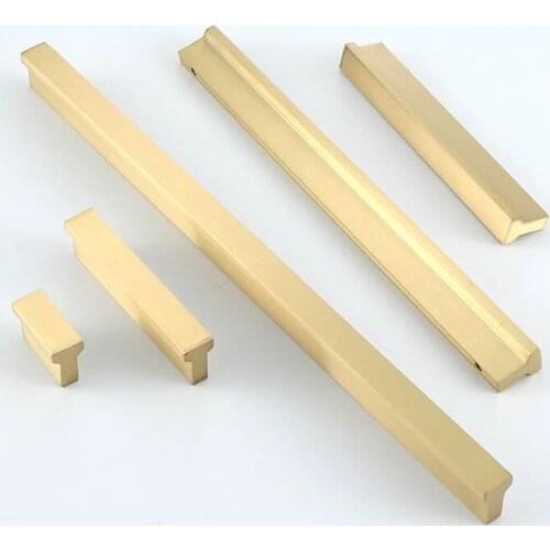 T-shaped Brass Cabinet Door Handles Gold Pure Copper Modern Simple Drawer Pulls Kitchen Door Handles and Knobs Furniture Hardare