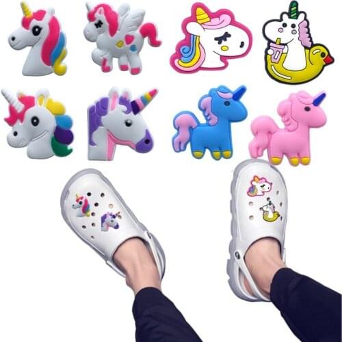 50pcs Unicorn Shoe Charms Animal Shoe Accessories Fit Bracelets Clog Sandals Shoe Decoration Ornaments Girls Gift