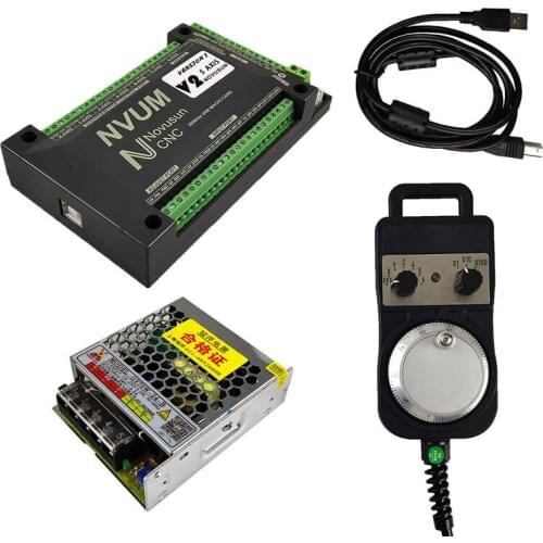 USB Mach3 NVUMV2.1 motion control card 200kHz CNC kit motor controller 3 4 5 6 axis and electronic handwheel DC 75W 24V