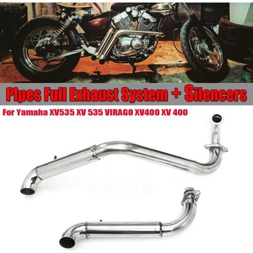 Exhaust Pipe Drag Pipes Full Muffler Exhaust System Pipe+Silencers Stainless For Yamaha Virago V Star XV535 XV 535 XV400 XV 400