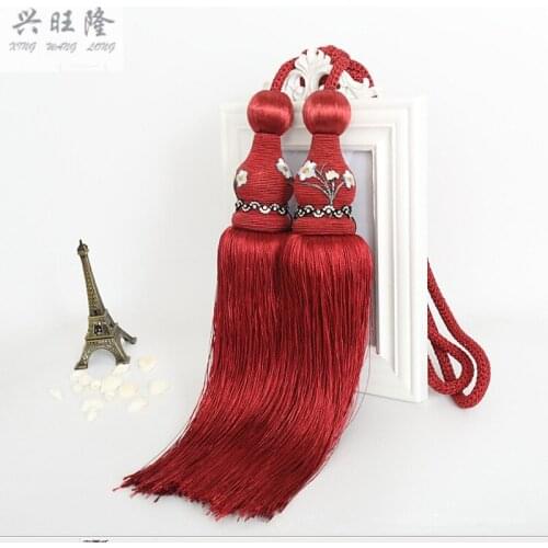 XWL Chinese 1Pair Curtain Hanging Belt Ball Window Curtain Accessories Strap Fringes Tassel Tiebacks Buckle Lashing Bind Decor