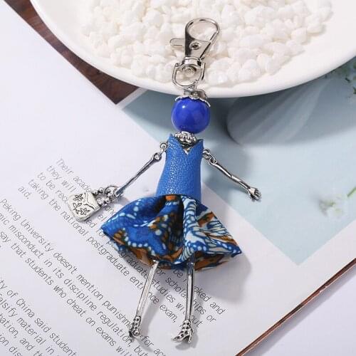 YLWHJJ brand new girls dress cloth doll bag keychain women fashion girls beautiful blue key chains hot jewelry factory direct