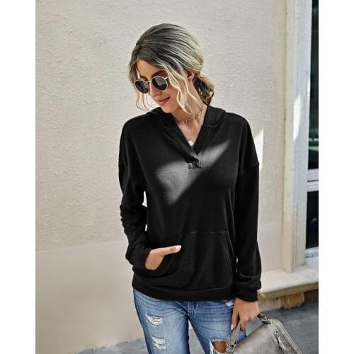 Womens Comfortable Hoodie Winter Polyester Fashion 2020 S To XL Size Ladies Pullover All-match Pocket Women Solid Color Hoodie